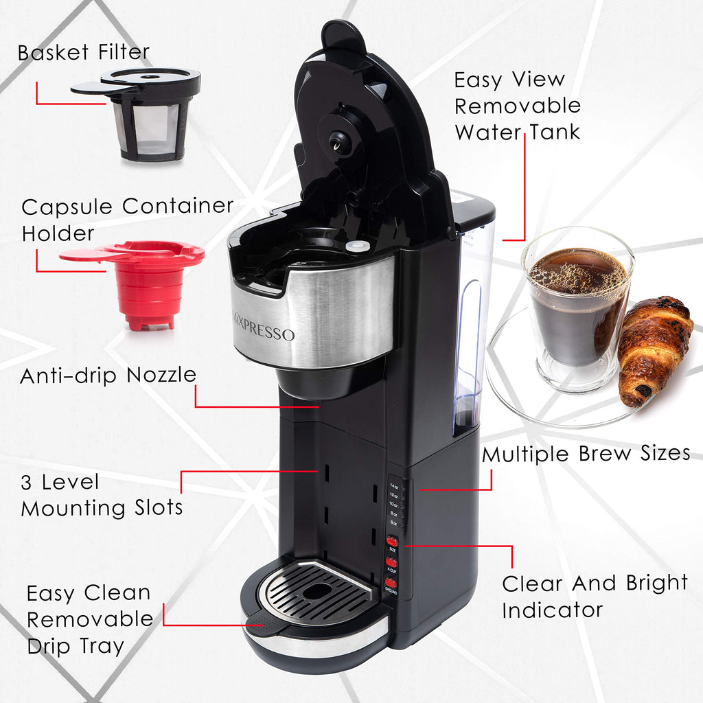 Black Single Serve Coffee Maker 30 oz V587