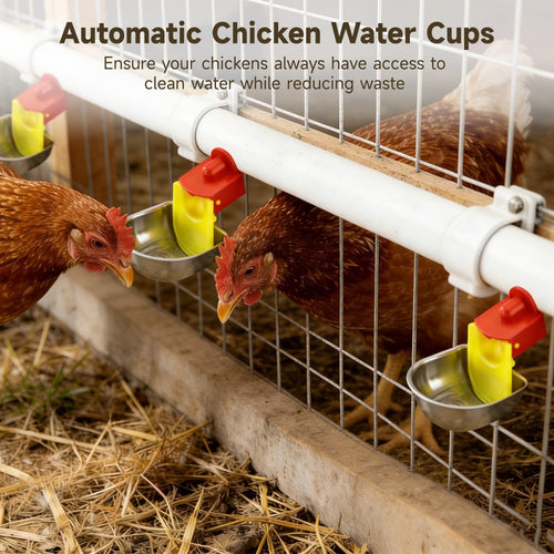 12 Pcs Stainless Self-Filling Chicken Water Cups G630