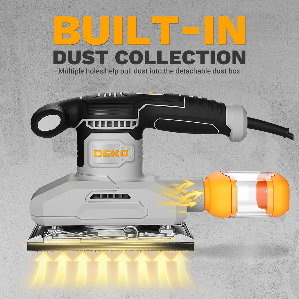 1/3 Sheet Palm Sander with 15 pcs Sandpaper and Dust Box C337108