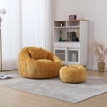Yellow Memory Foam Bean Bag Chair with Ottoman L72840