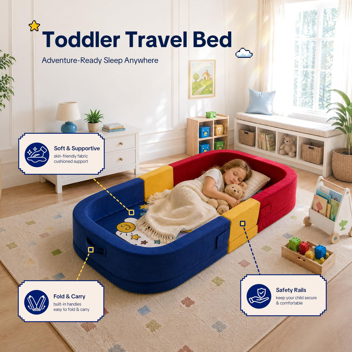 Foldable Portable Soft Foam Toddler Travel Bed M4110