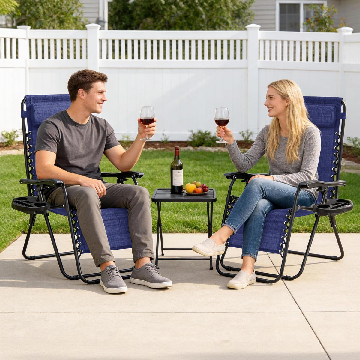 2 Pack Zero Gravity Outdoor Recliner Chair Blue H4487