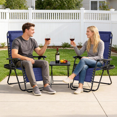 2 Pack Zero Gravity Outdoor Recliner Chair Blue H4487