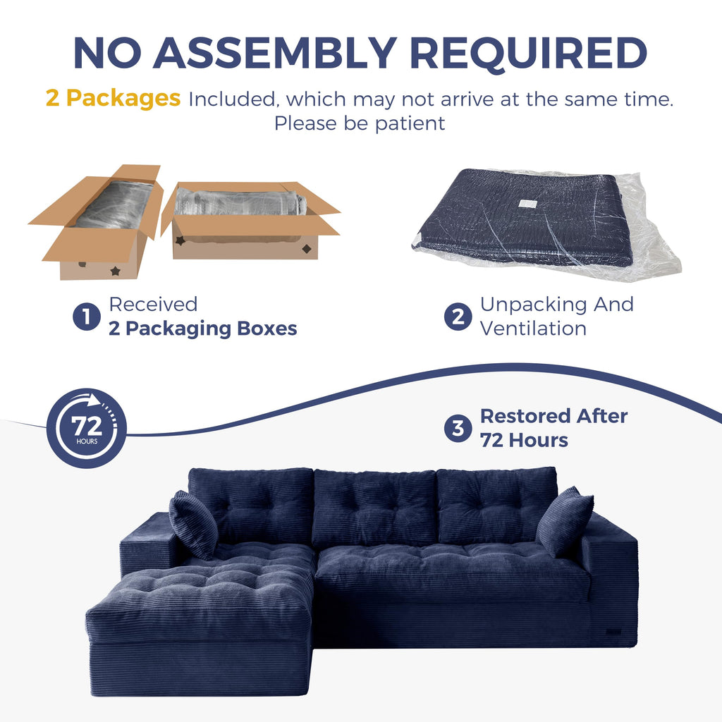 104-Inch L-Shaped Couch with Ottoman O64056