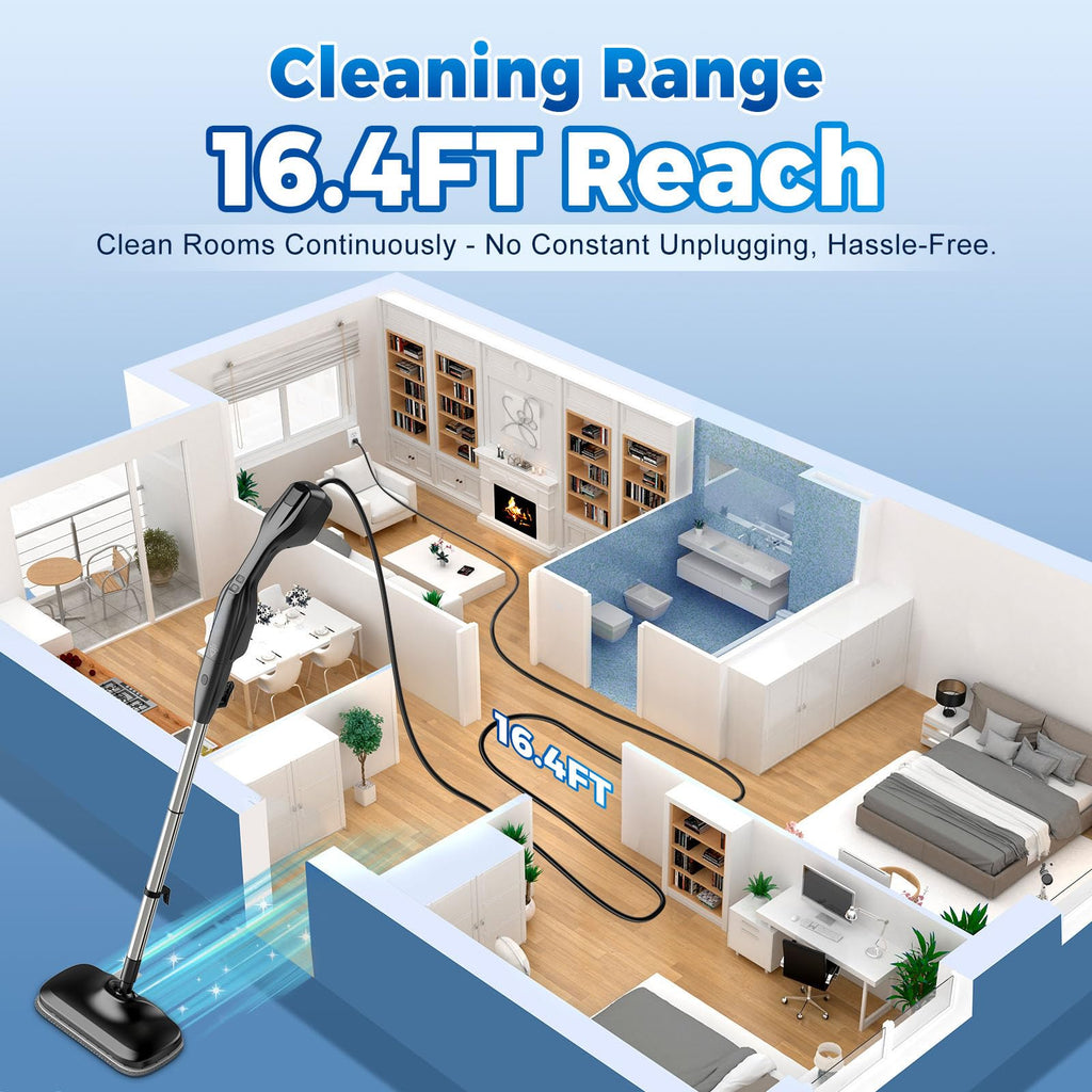 Heavy Duty Detachable Steam Mop Cleaner with 17 Accessories W190745
