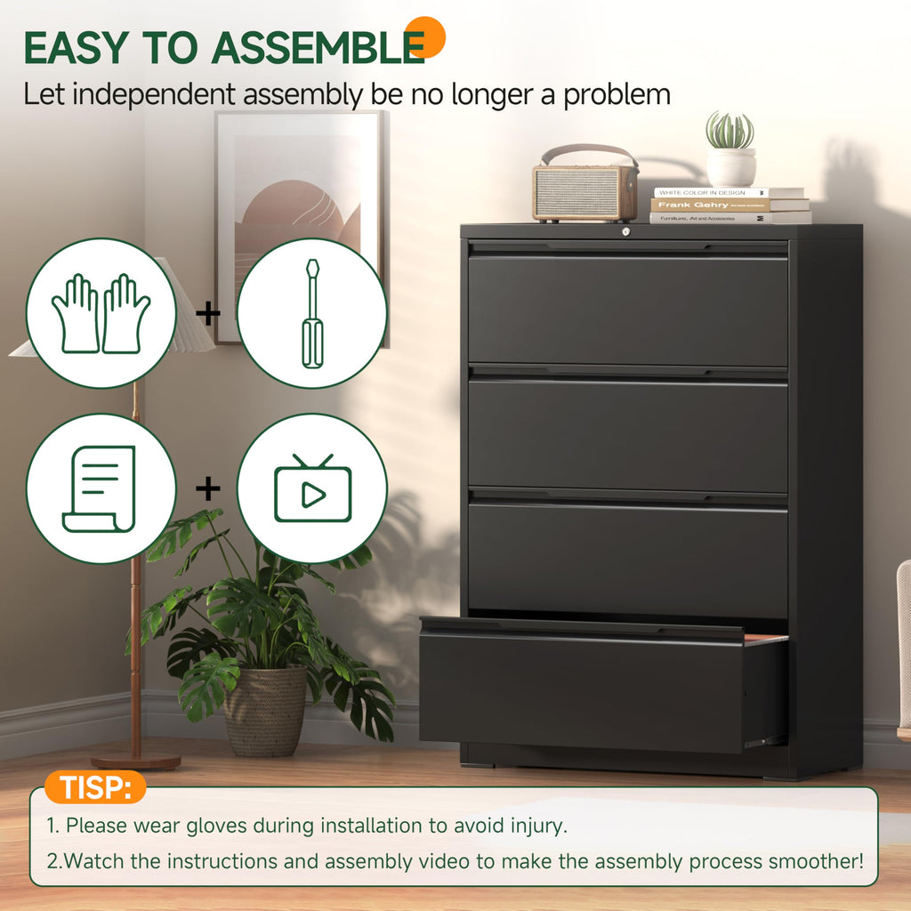 4 Drawer Metal File Cabinet with Lock T83119