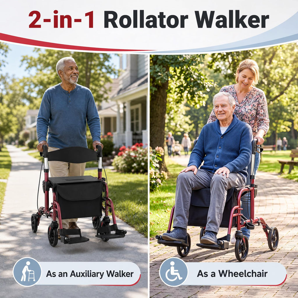Foldable Rollator Walker 4 Wheel Transport Chair F164260