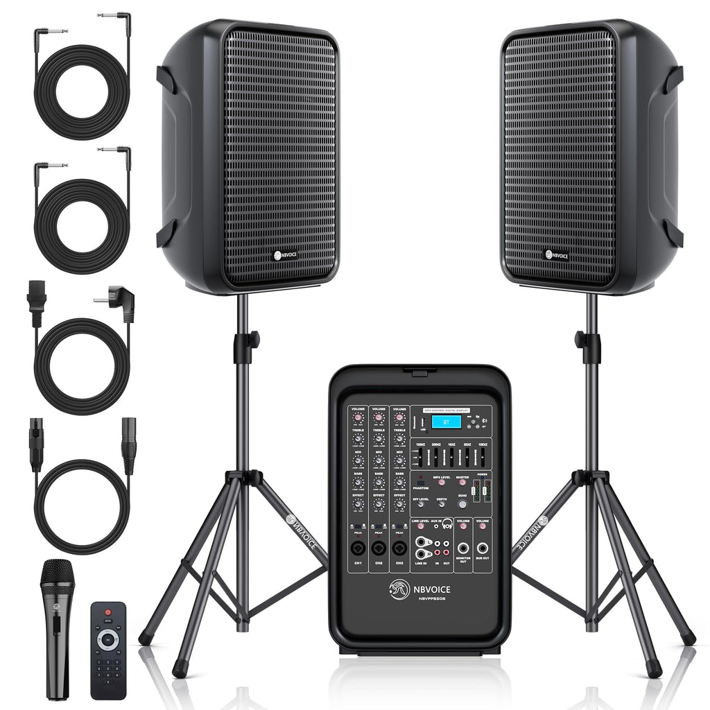 Portable All-in-One 2-Way PA System with 8-Channel Mixer W9373