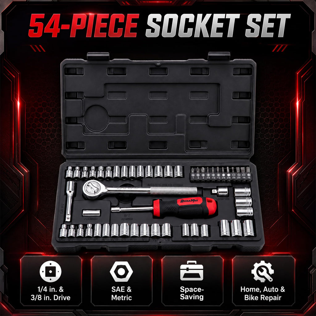 54-Piece Mechanic Tool Set with SAE & Metric Sockets R912