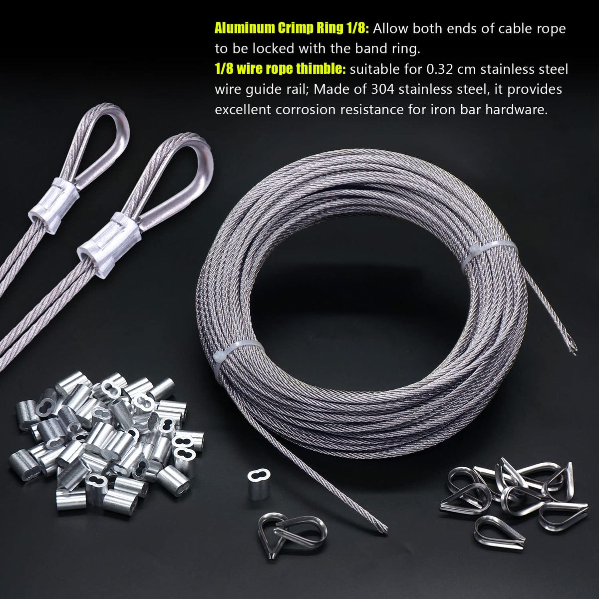 1/8" T316 Stainless Steel Cable Rope 7x7 Wire Rope V1020