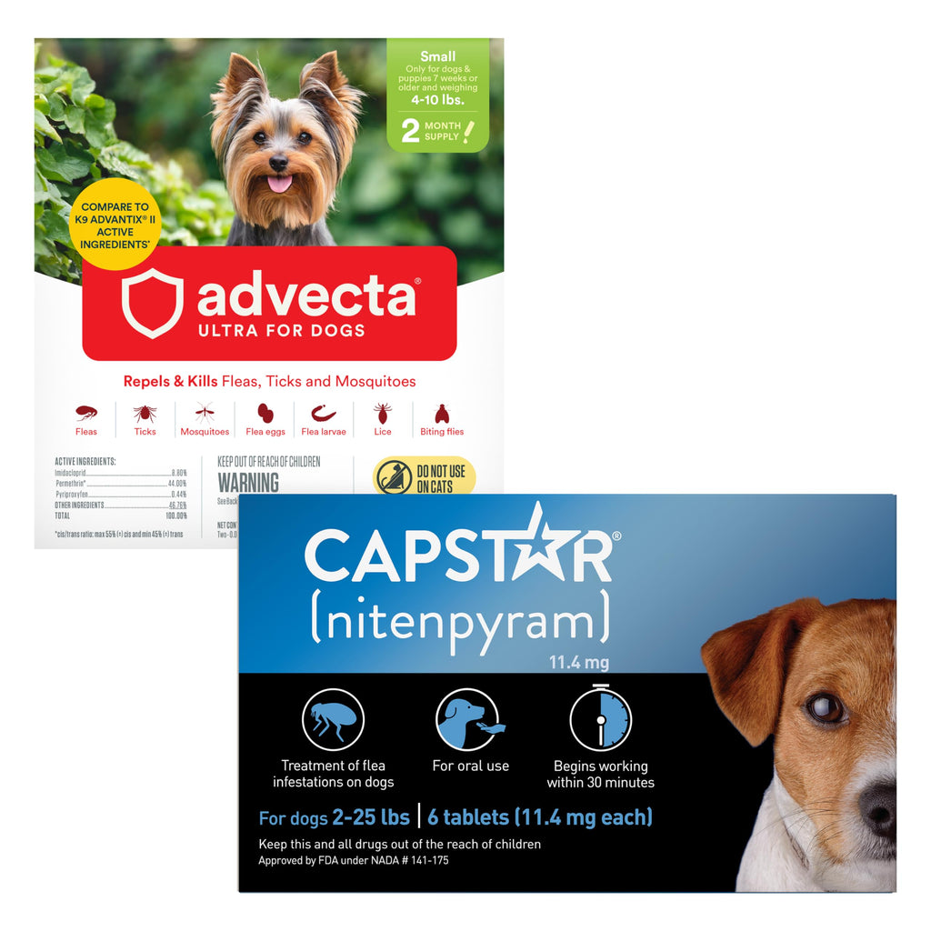 Flea and Tick Prevention for Small Dogs 4-10 lbs (2 Doses) + Flea Treatment for Dogs 2-25 lbs (6 Doses) C606