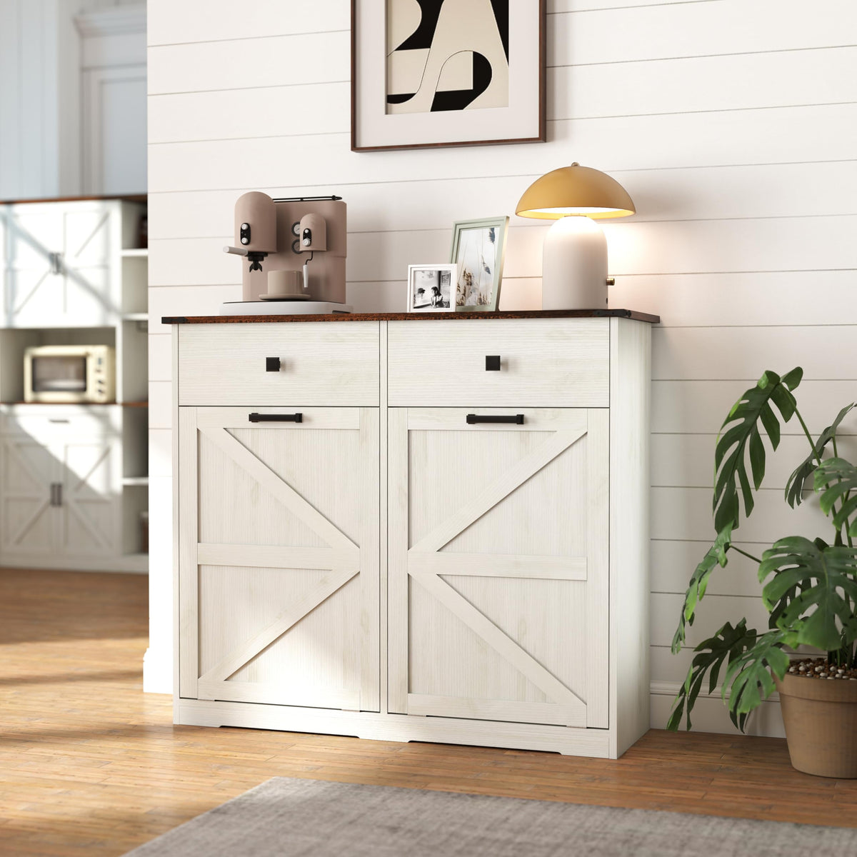 Double Tilt Out Trash Cabinet, Fits 2 10 Gallon Bins, Antique White Y804