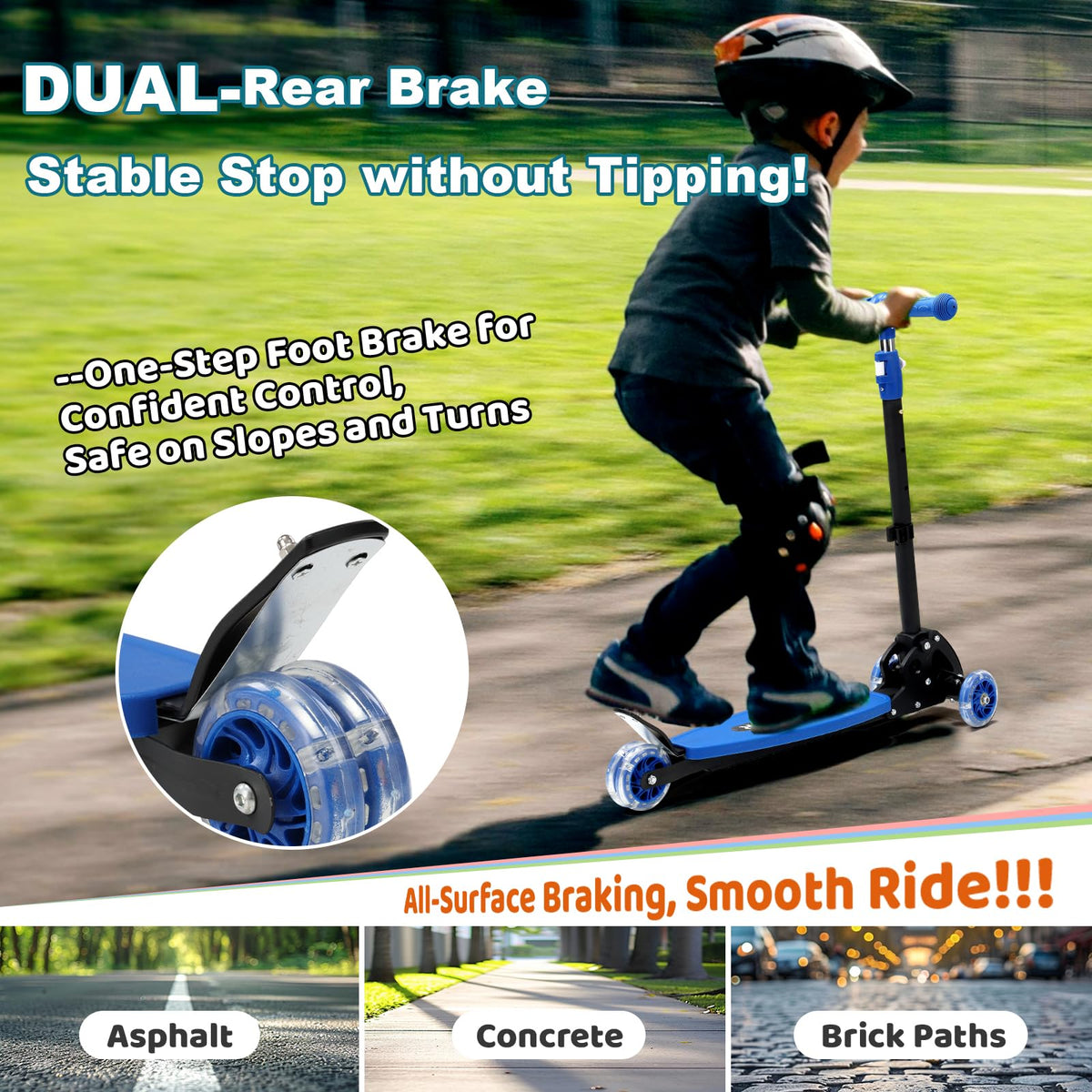 Kids 2-7 Age Light up 3 Wheels Folding Kick Scooter V451