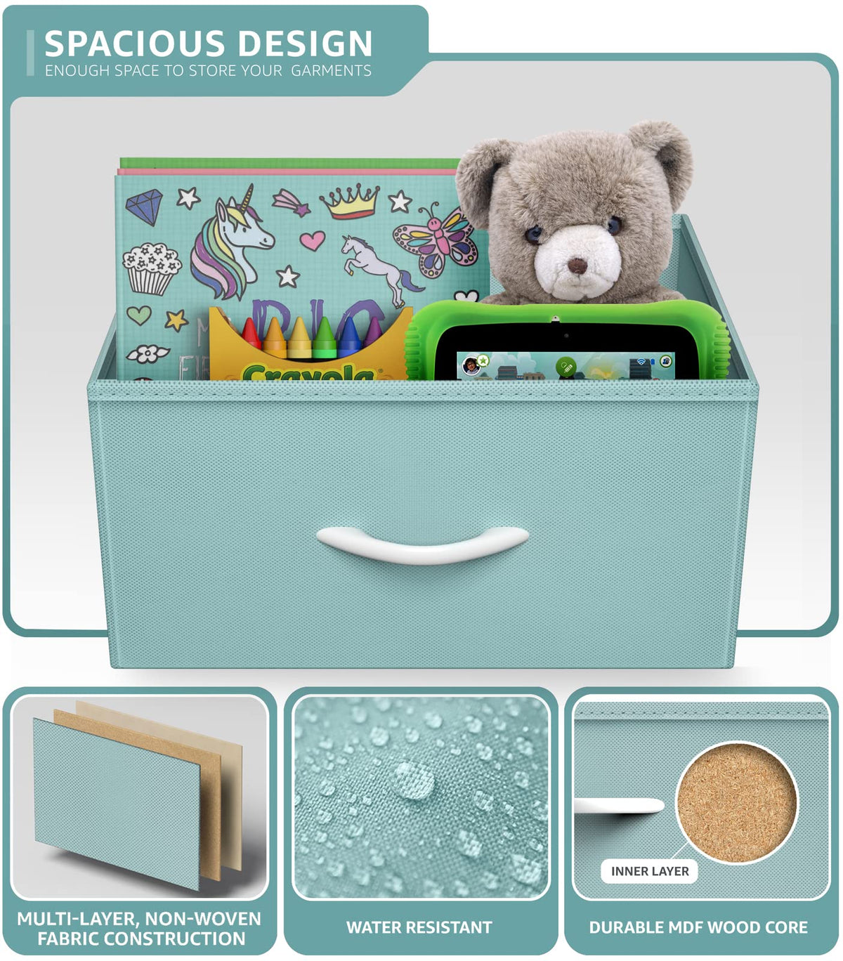 Aqua 3 Drawer Nightstand N832