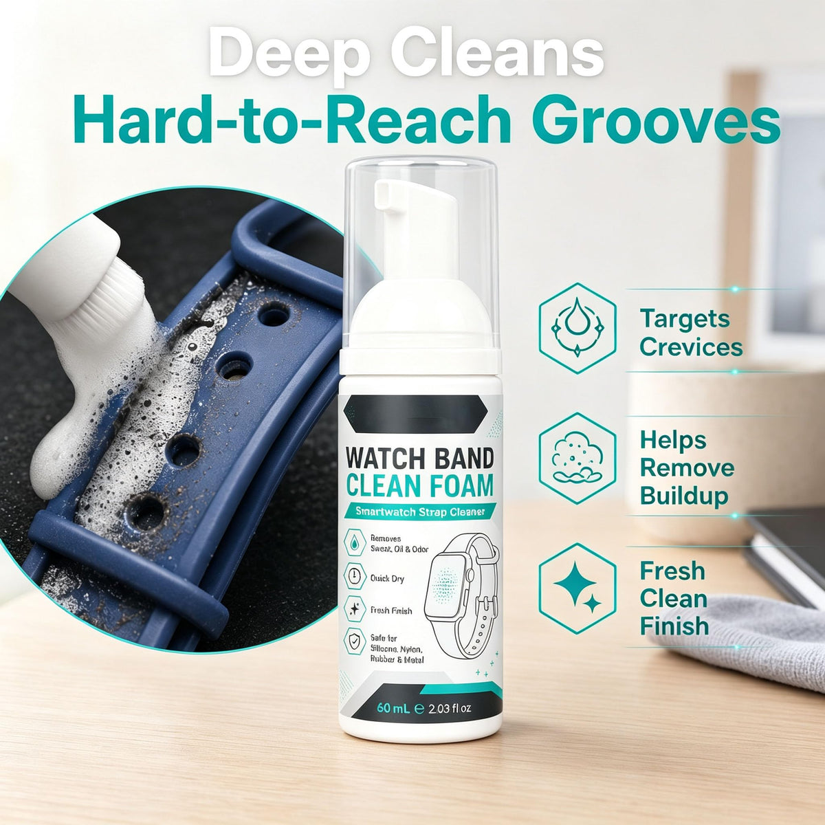 Foam Cleaner Spray for Watch Strap 60ml with Towel H465
