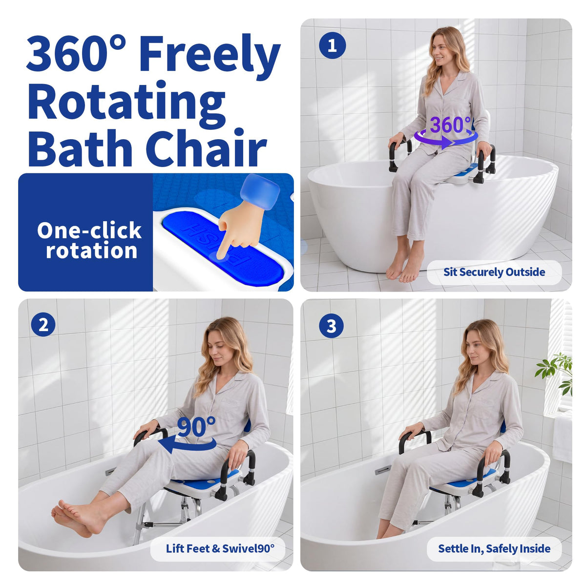 360° Swivel Shower Chair, 500 lbs Capacity, Height Adjustable F924772