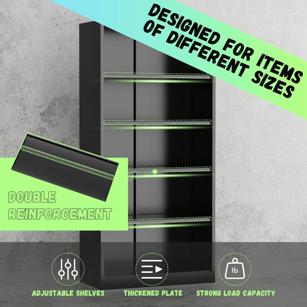 Black 72" Locking Steel Storage Cabinet with 4 Adjustable Shelves I79290