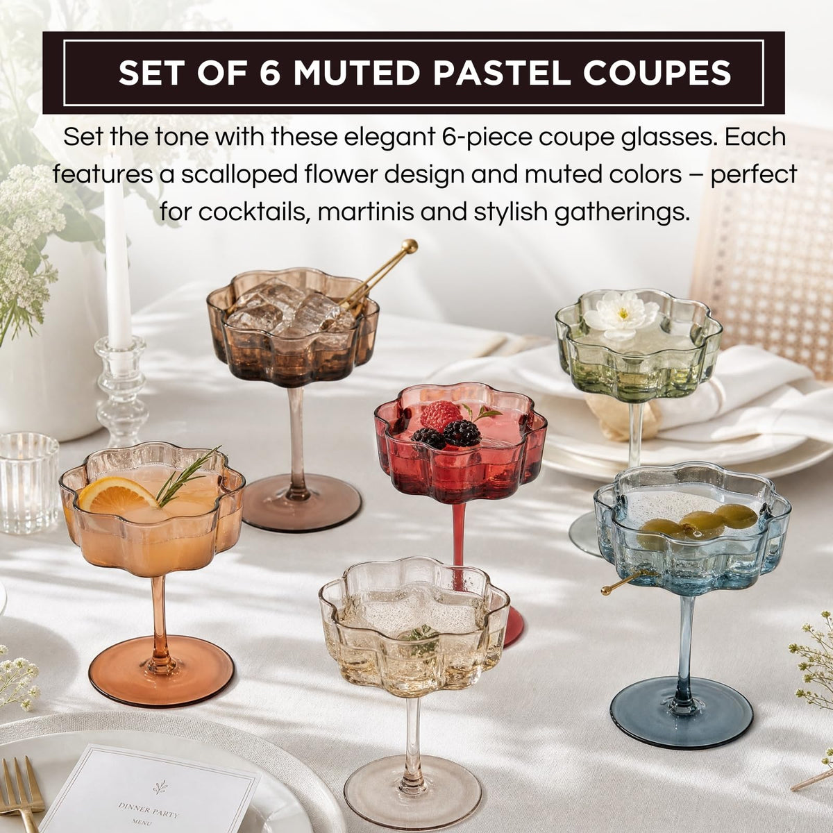 Scalloped Glass Coupes 7oz 6 Set F4543