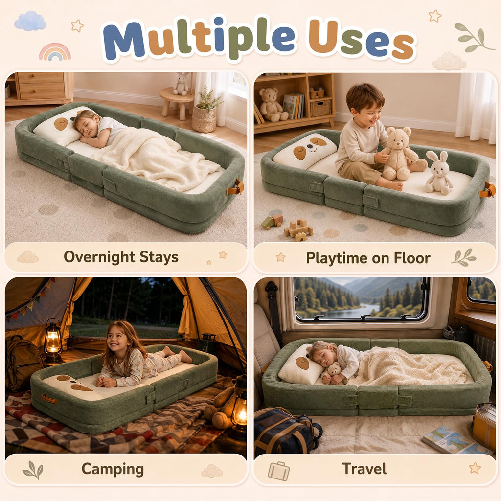Foldable Portable Toddler Travel Bed with Pillow L5009