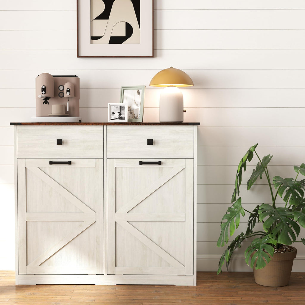 Double Tilt Out Trash Cabinet, Fits 2 10 Gallon Bins, Antique White Y804