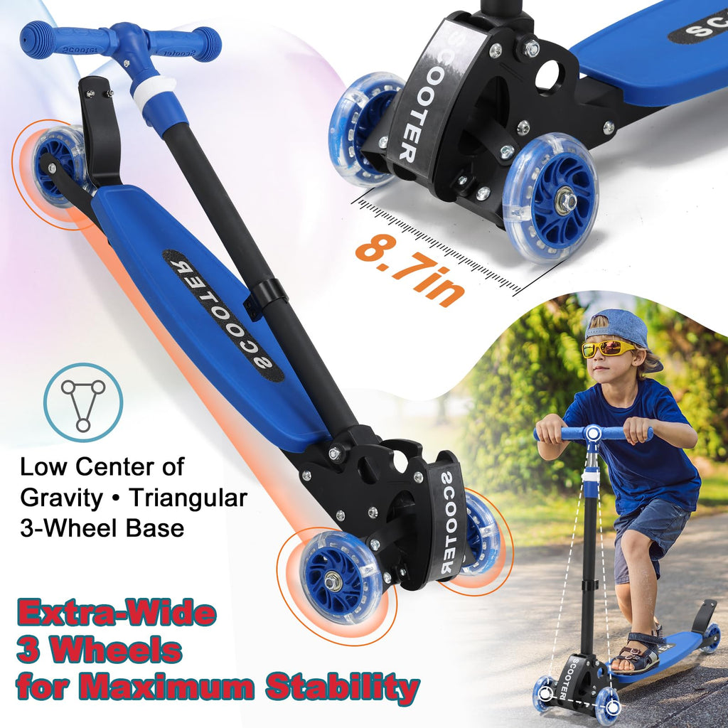 Kids 2-7 Age Light up 3 Wheels Folding Kick Scooter V451