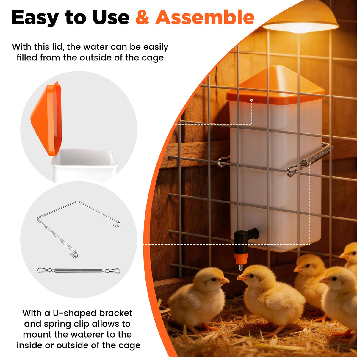 1L Baby Chick Waterer with Nipple Drinker and Anti-Roost Cone R9644