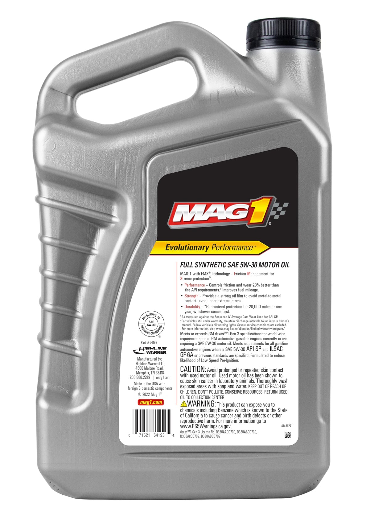 5 Quart 5W-30 Full Synthetic Motor Oil X463219