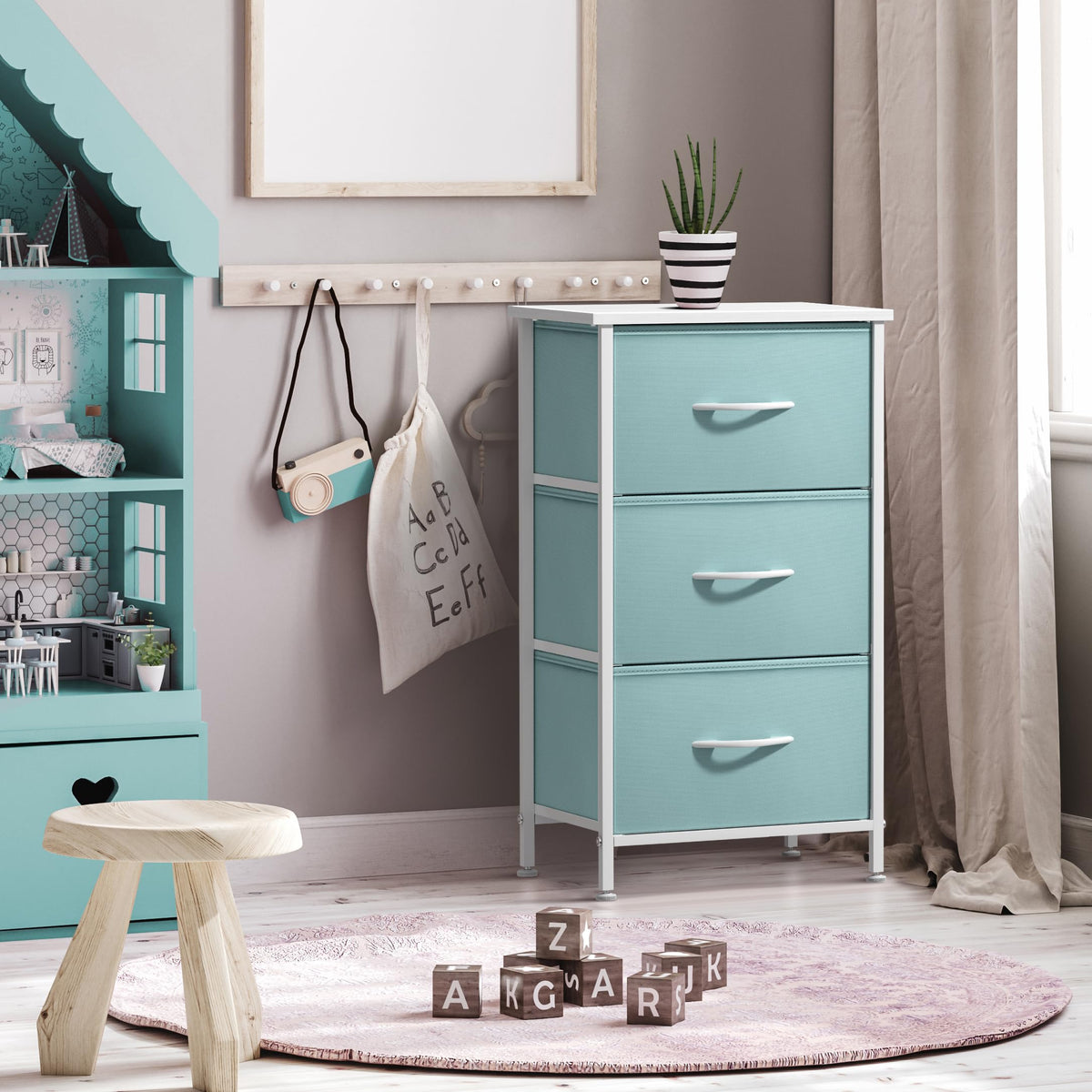 Aqua 3 Drawer Nightstand N832