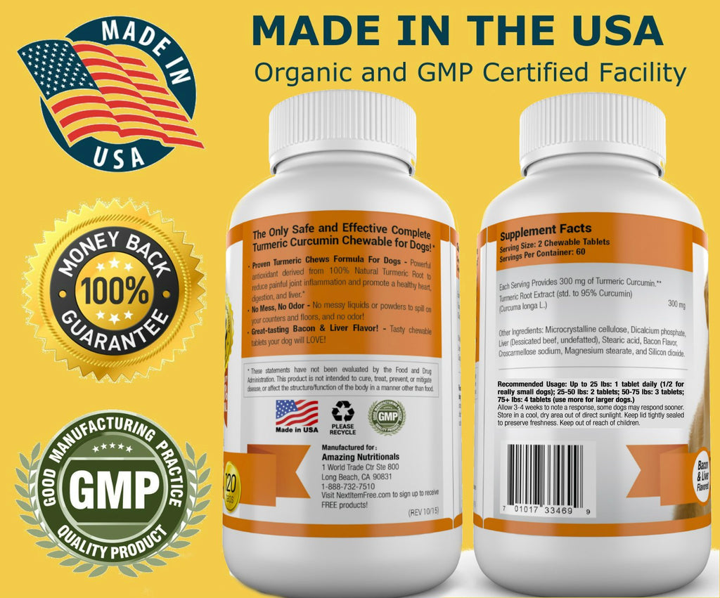 120 Chews Turmeric Curcumin Pet Antioxidant W134