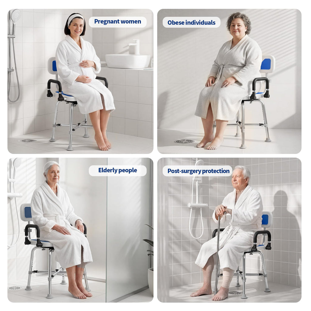 360° Swivel Shower Chair, 500 lbs Capacity, Height Adjustable F924772