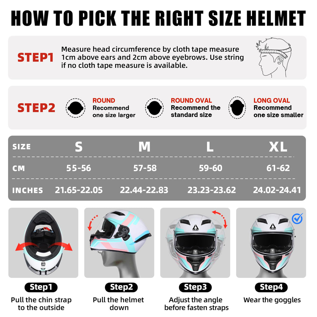 Full Face Motorcycle Helmet Dual Visor L544