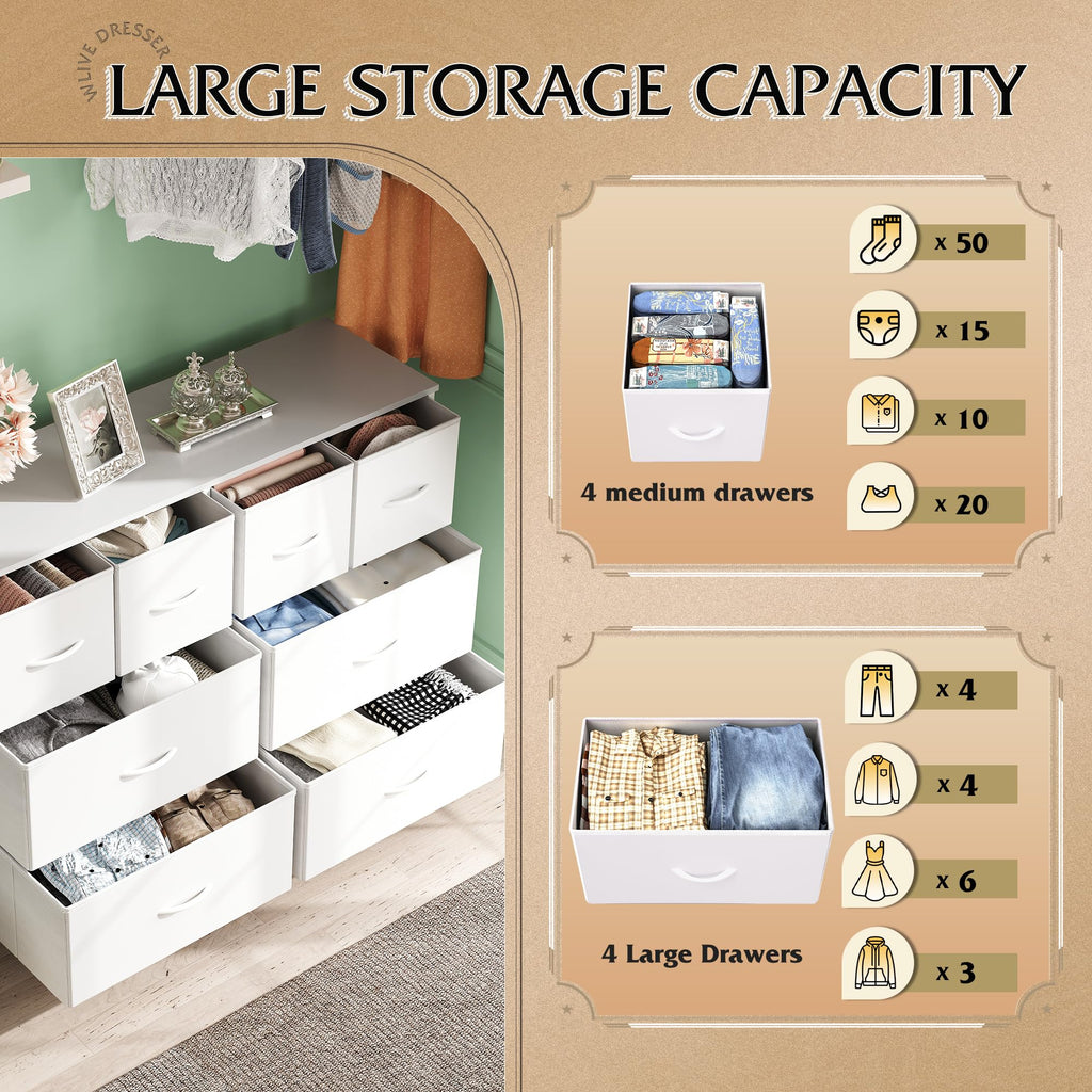 White 8 Drawer Dresser H493895