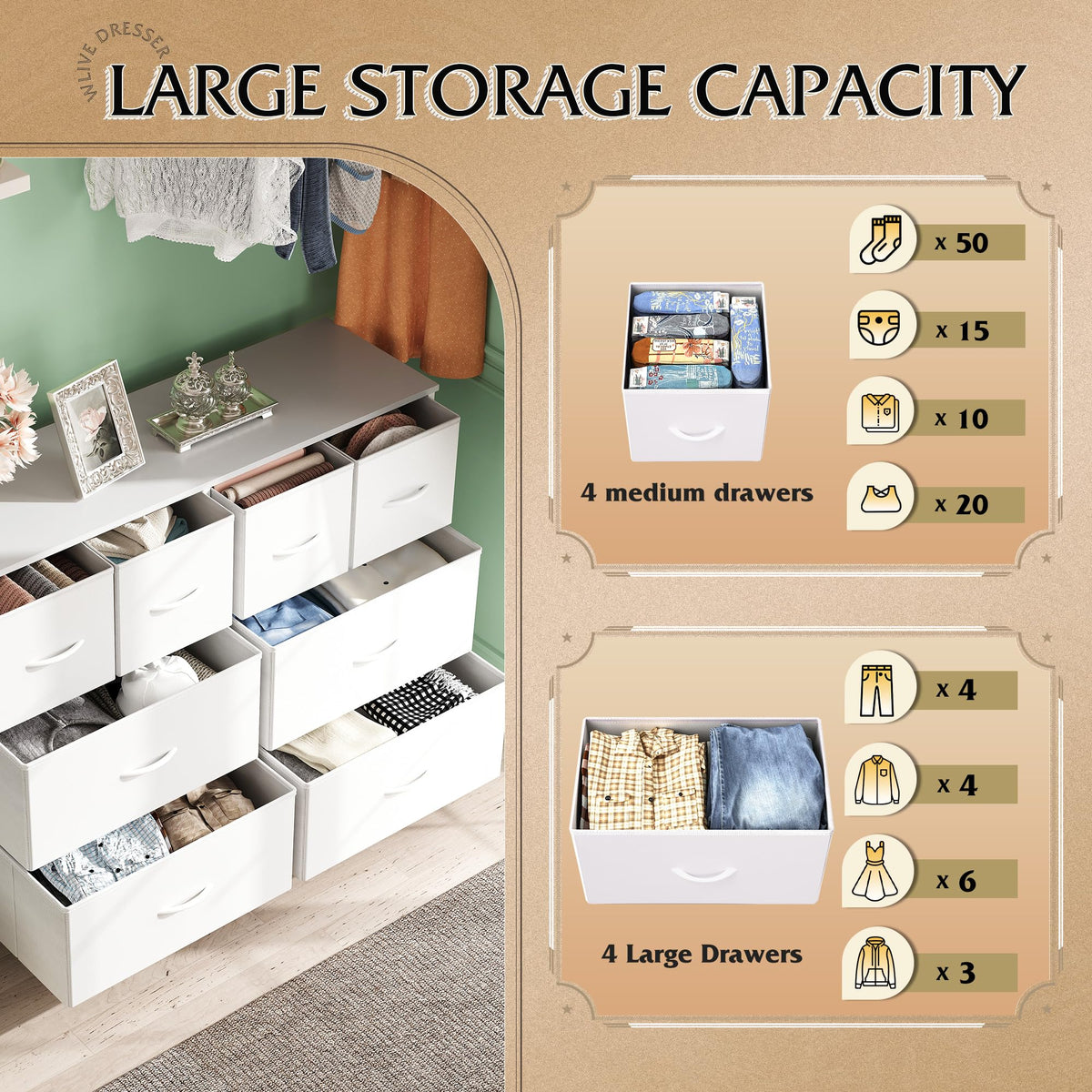 White 8 Drawer Dresser H493895