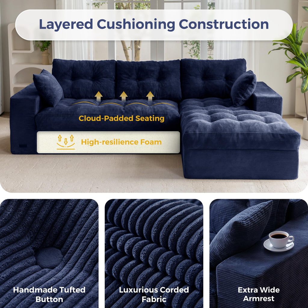 104-Inch L-Shaped Couch with Ottoman O64056
