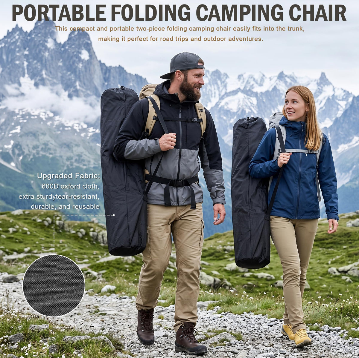 2 Pack Green Folding Camping Chair with Cup Holder and Storage Bag U8434