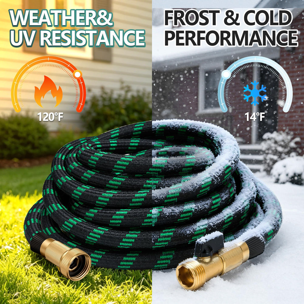 100 ft Lightweight Flexible Garden Hose with 10-Function Nozzle I482