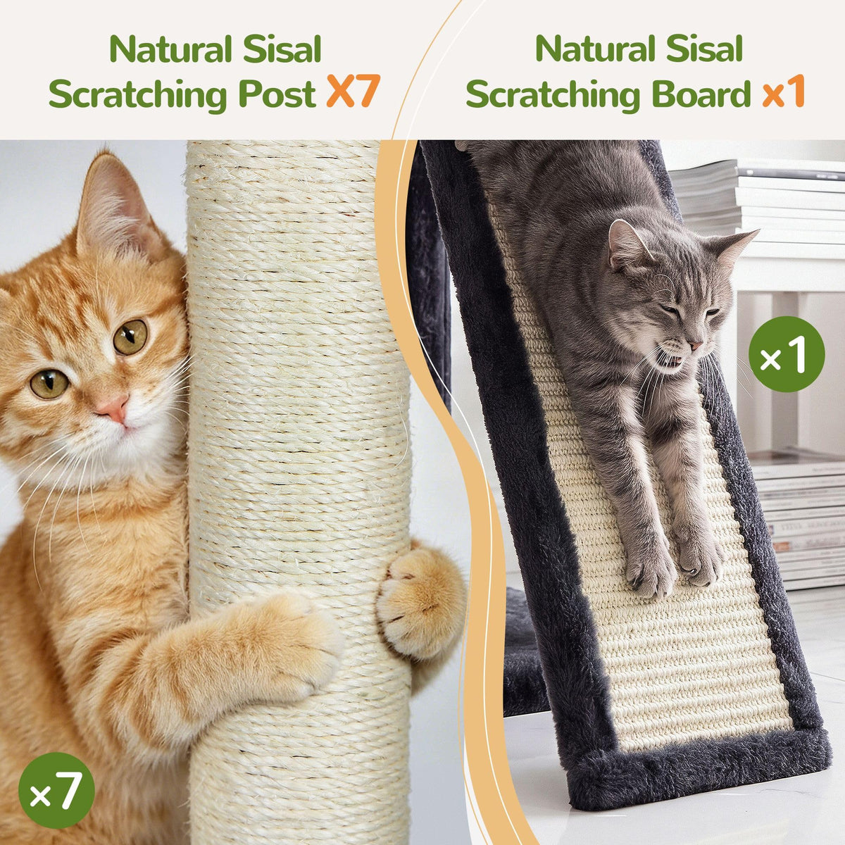 70 Inch Dark Gray Cat Tree with Scratching Post B940584