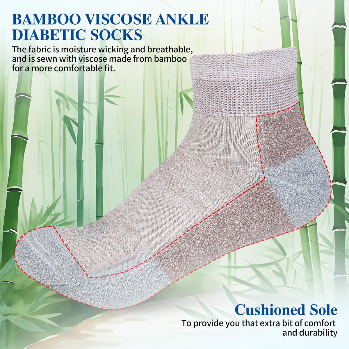 Diabetic Socks for Men, 10 Pairs Ankle & Low Cut Size 9-15 B63026