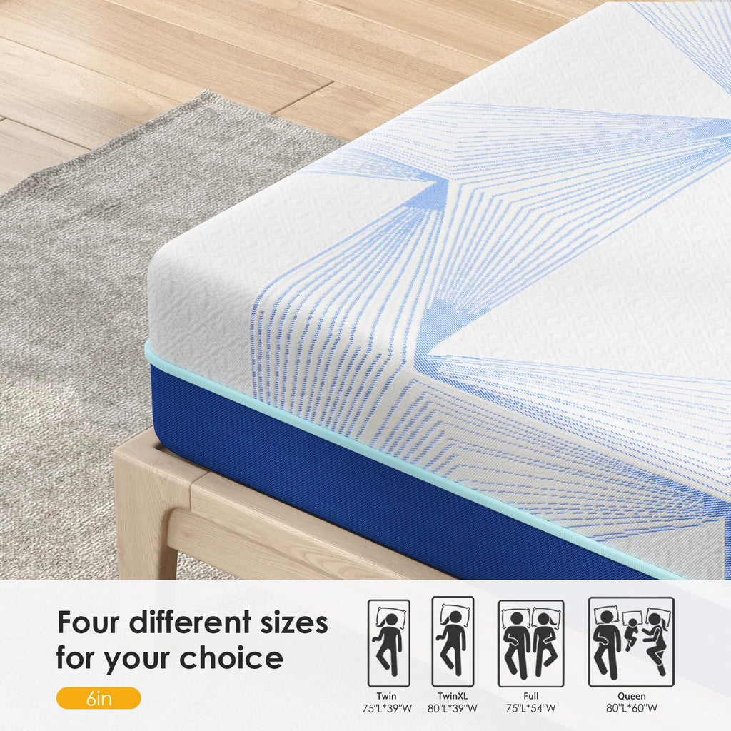 6 Inch Gel Memory Foam Twin Size Mattress Y2713