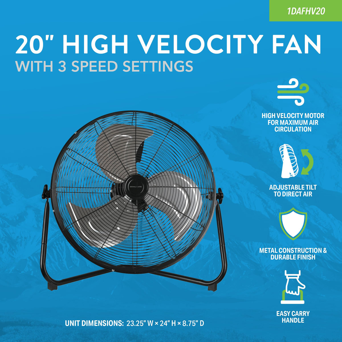 20 Inch 3 Speed High Velocity Floor Fan I511523
