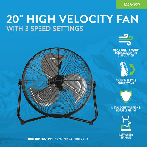 20 Inch 3 Speed High Velocity Floor Fan I511523