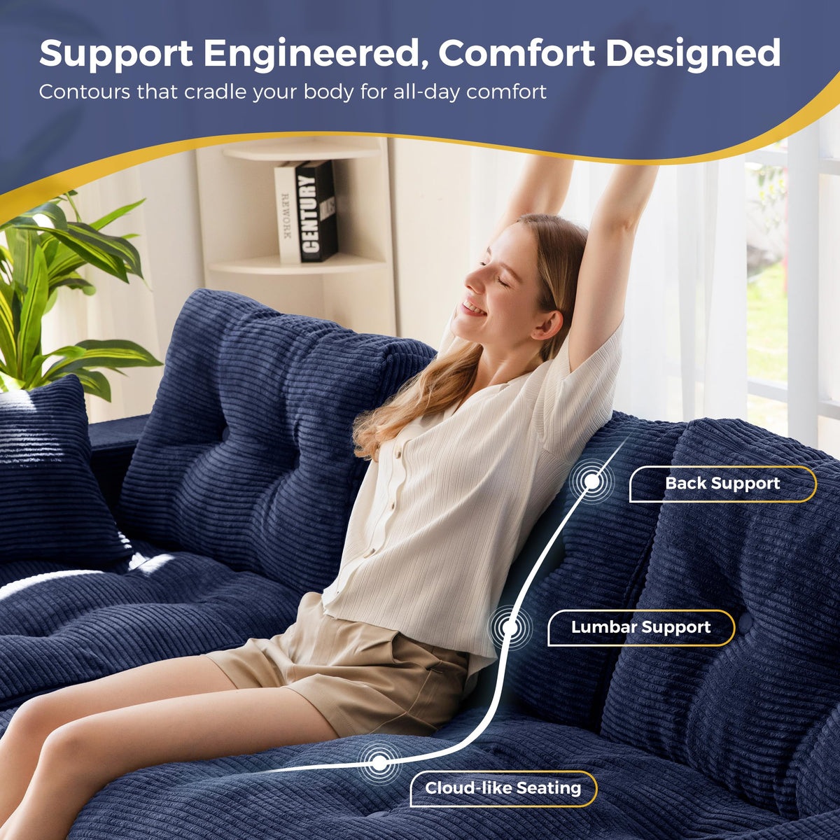 104-Inch L-Shaped Couch with Ottoman O64056