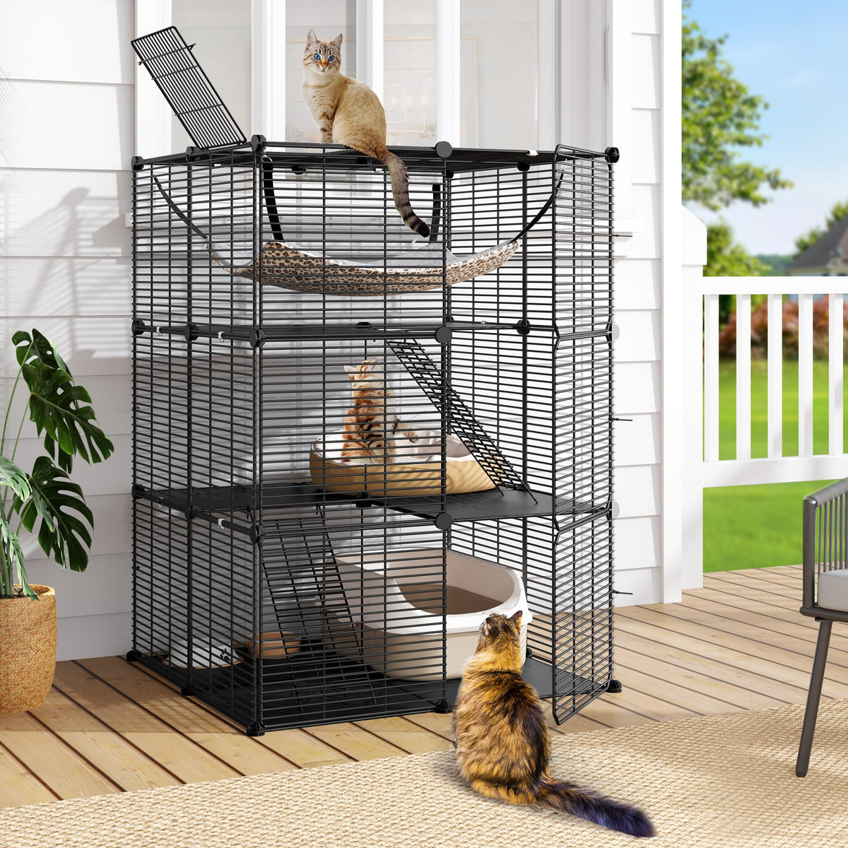 3-Tier Metal Cat Cage Indoor Enclosure O9788