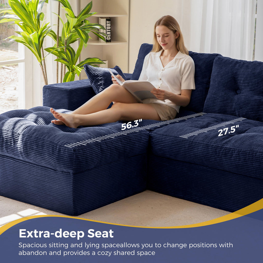 104-Inch L-Shaped Couch with Ottoman O64056
