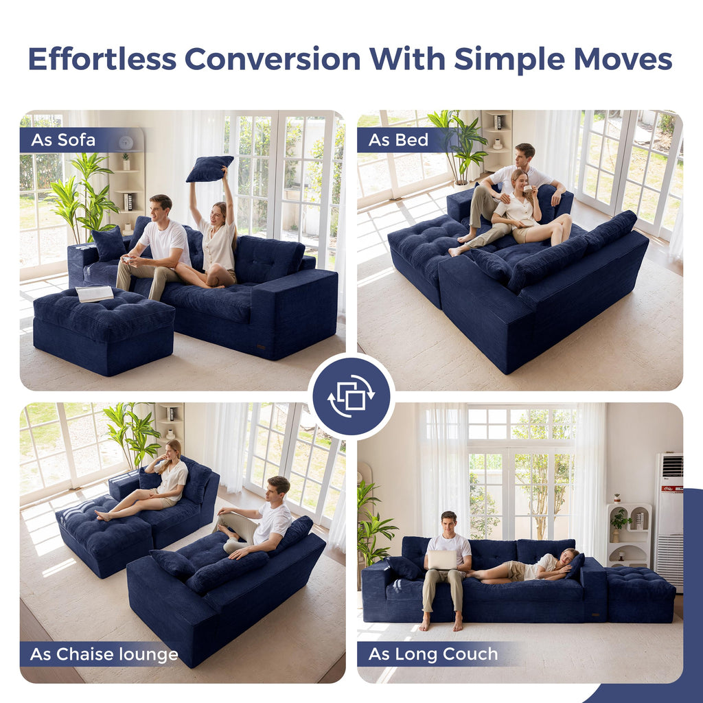 104-Inch L-Shaped Couch with Ottoman O64056